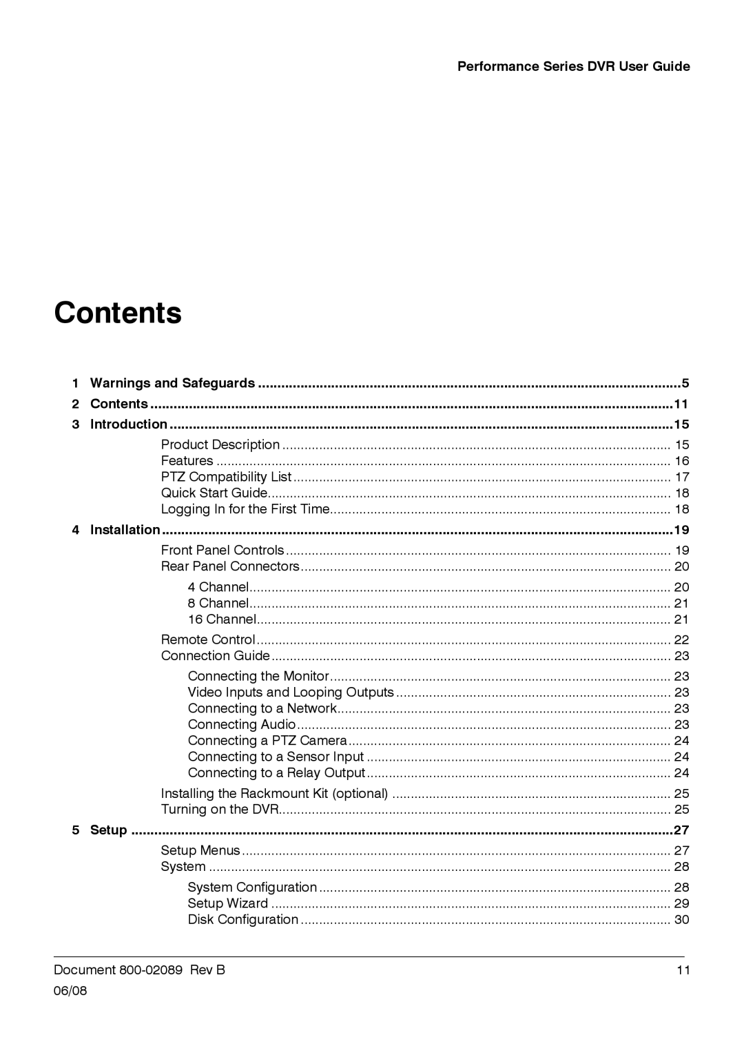 Honeywell HRDP DVR manual Contents 