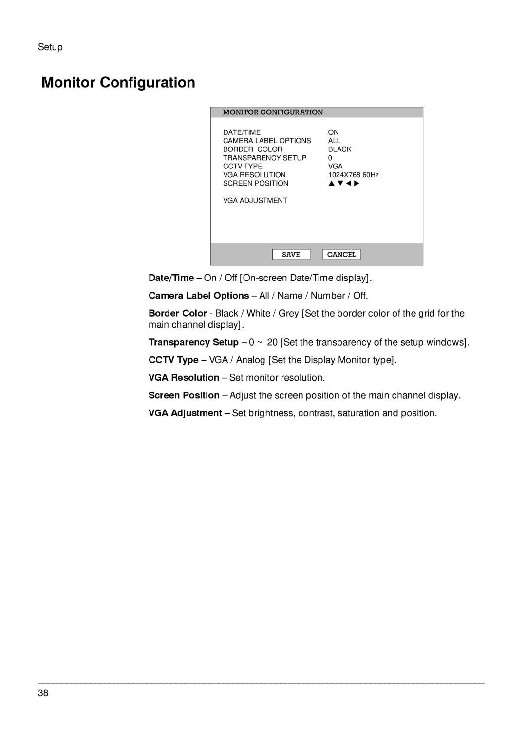 Honeywell HRDP DVR manual Monitor Configuration 