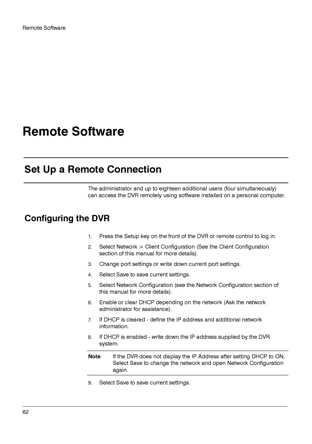 Honeywell HRDP DVR manual Set Up a Remote Connection, Configuring the DVR 