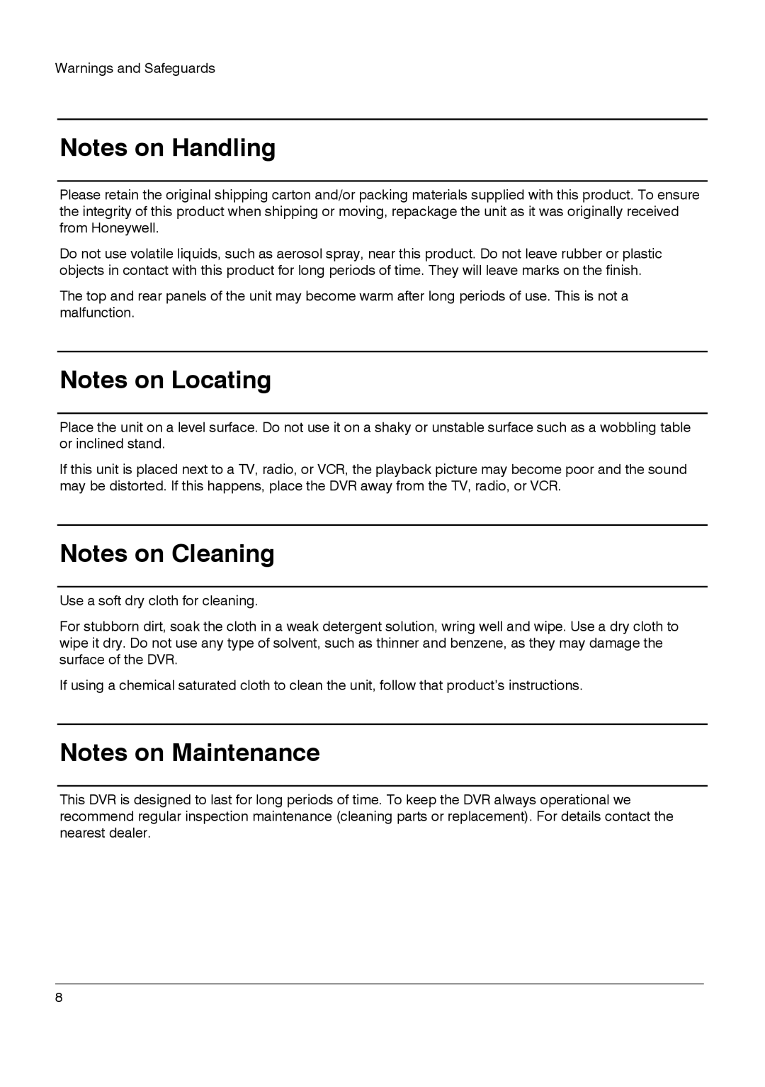 Honeywell HRDP DVR manual 