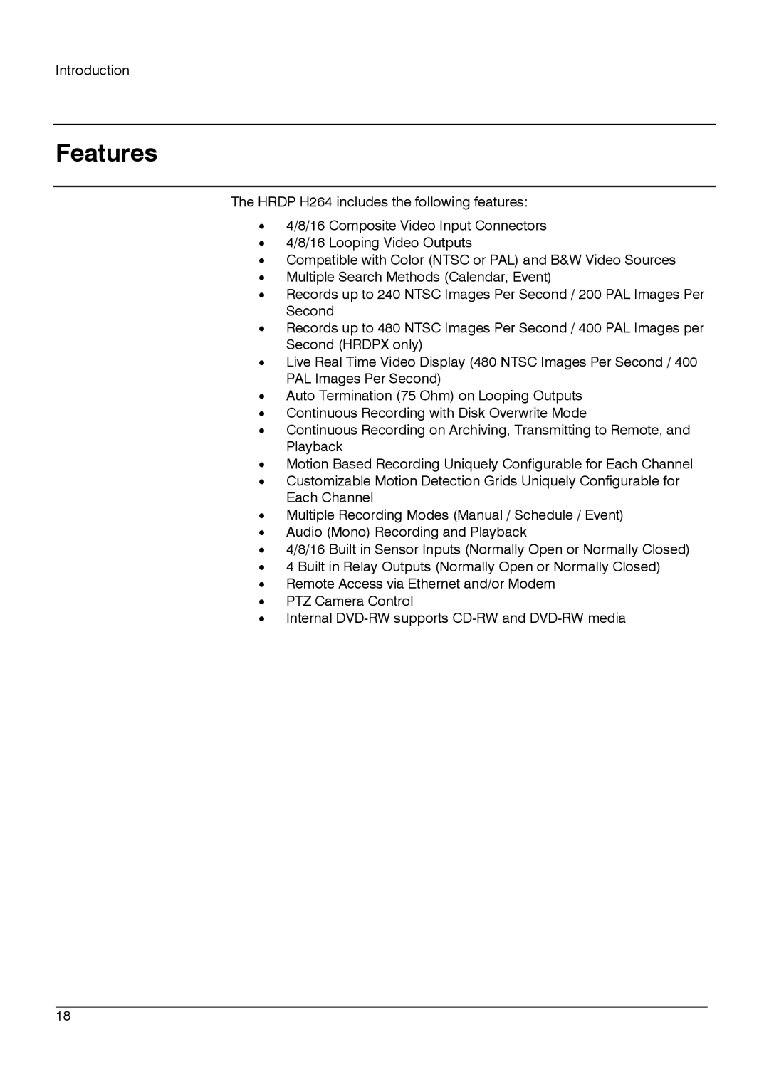 Honeywell HRDPX manual Features 