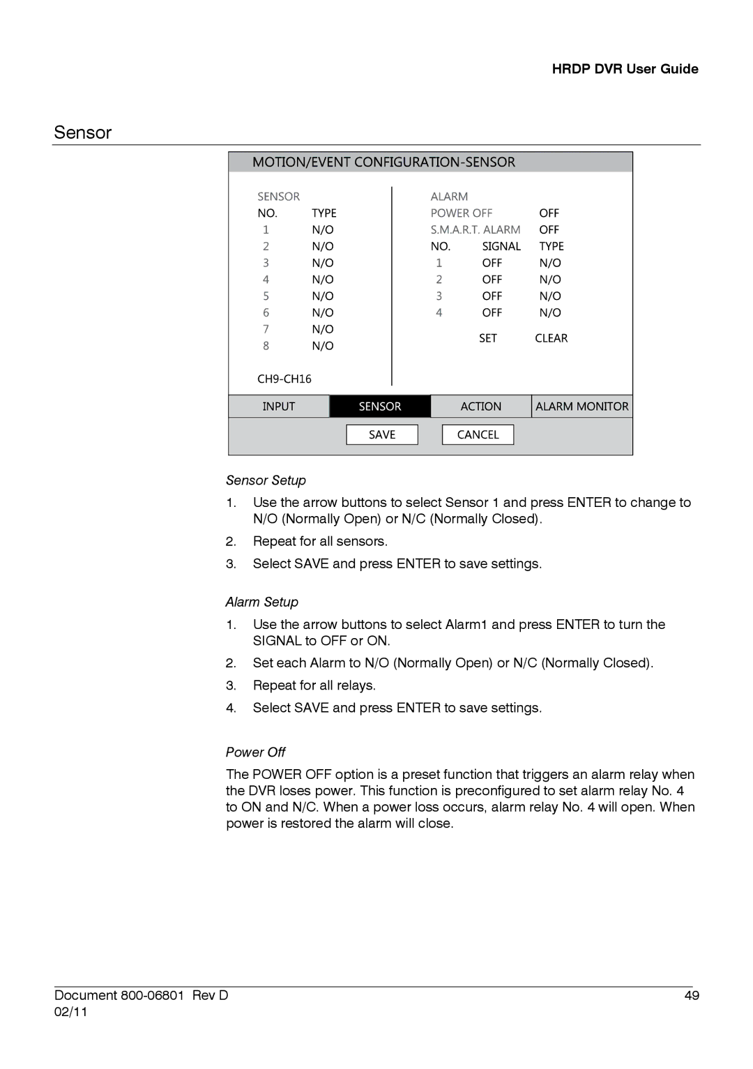 Honeywell HRDPX manual Sensor Setup 