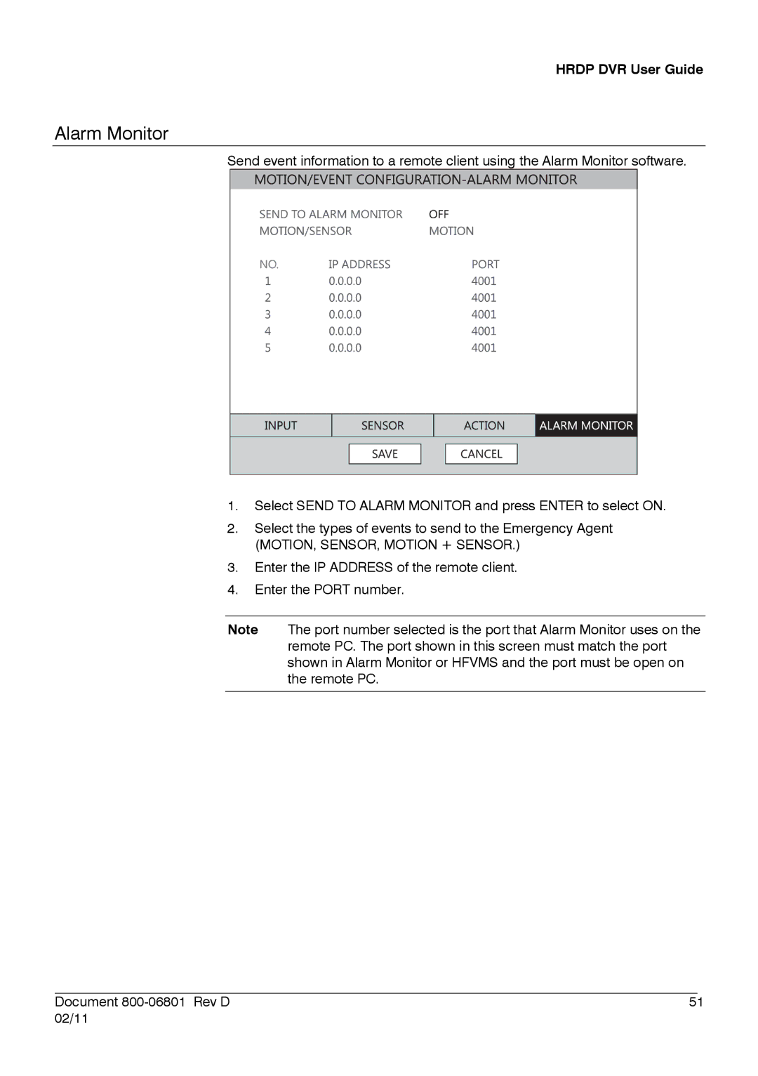 Honeywell HRDPX manual Alarm Monitor 