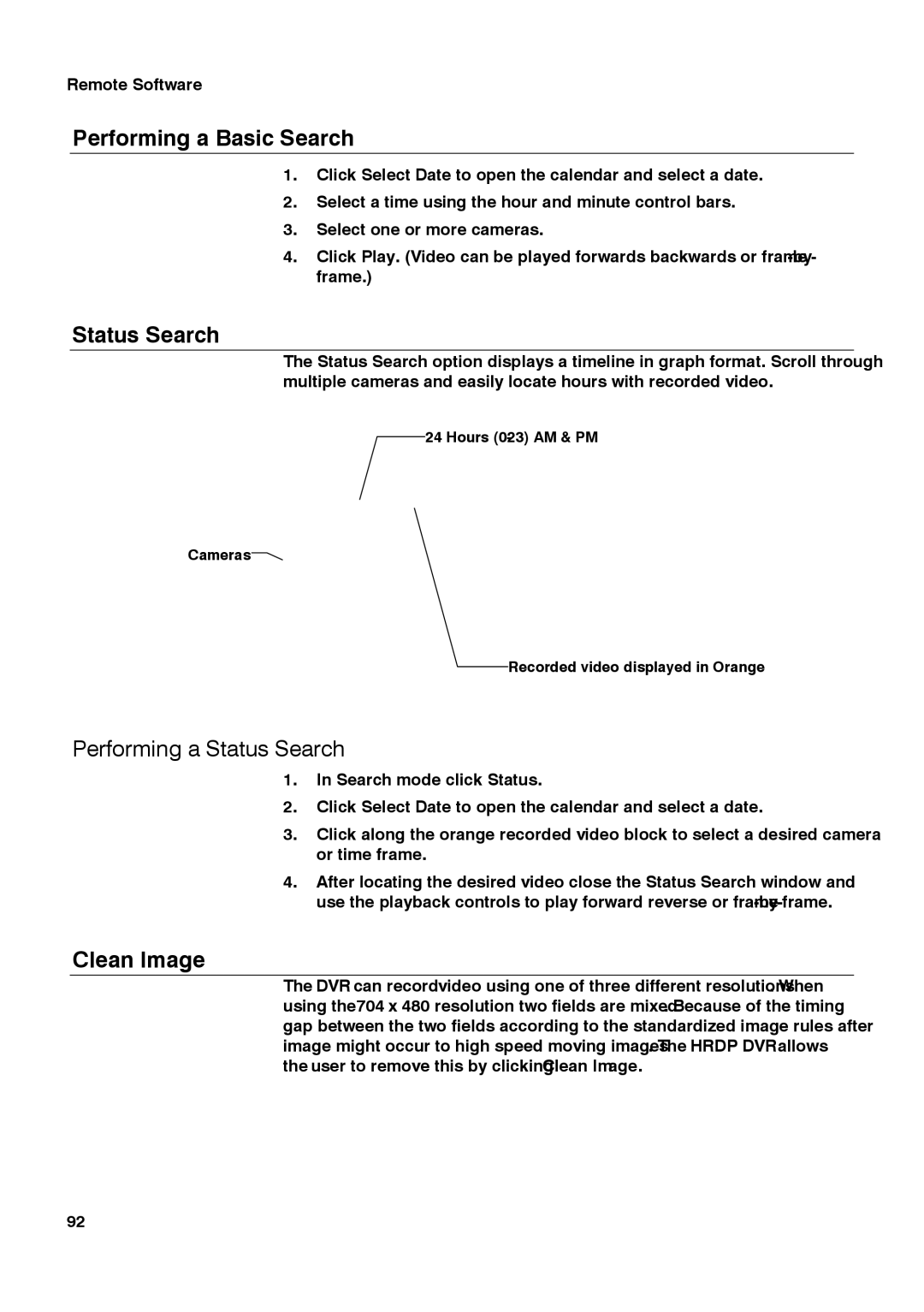 Honeywell HRDPX manual Status Search, Clean Image 