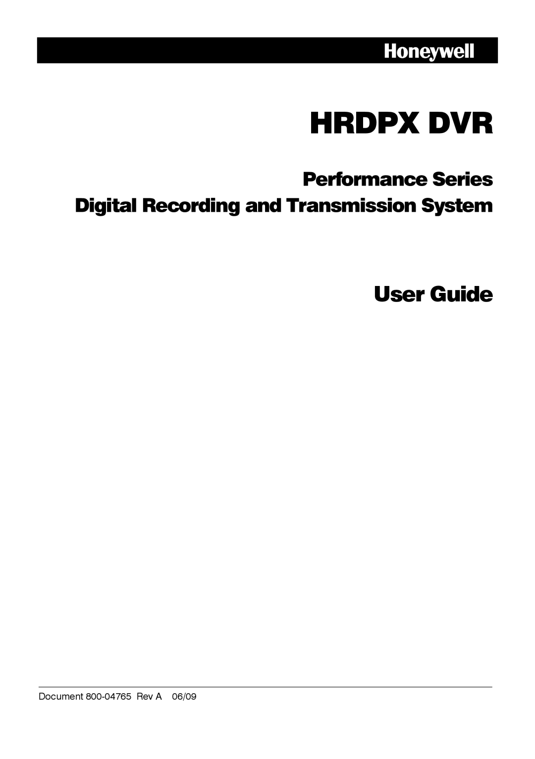 Honeywell HRDPX manual Hrdpx DVR 