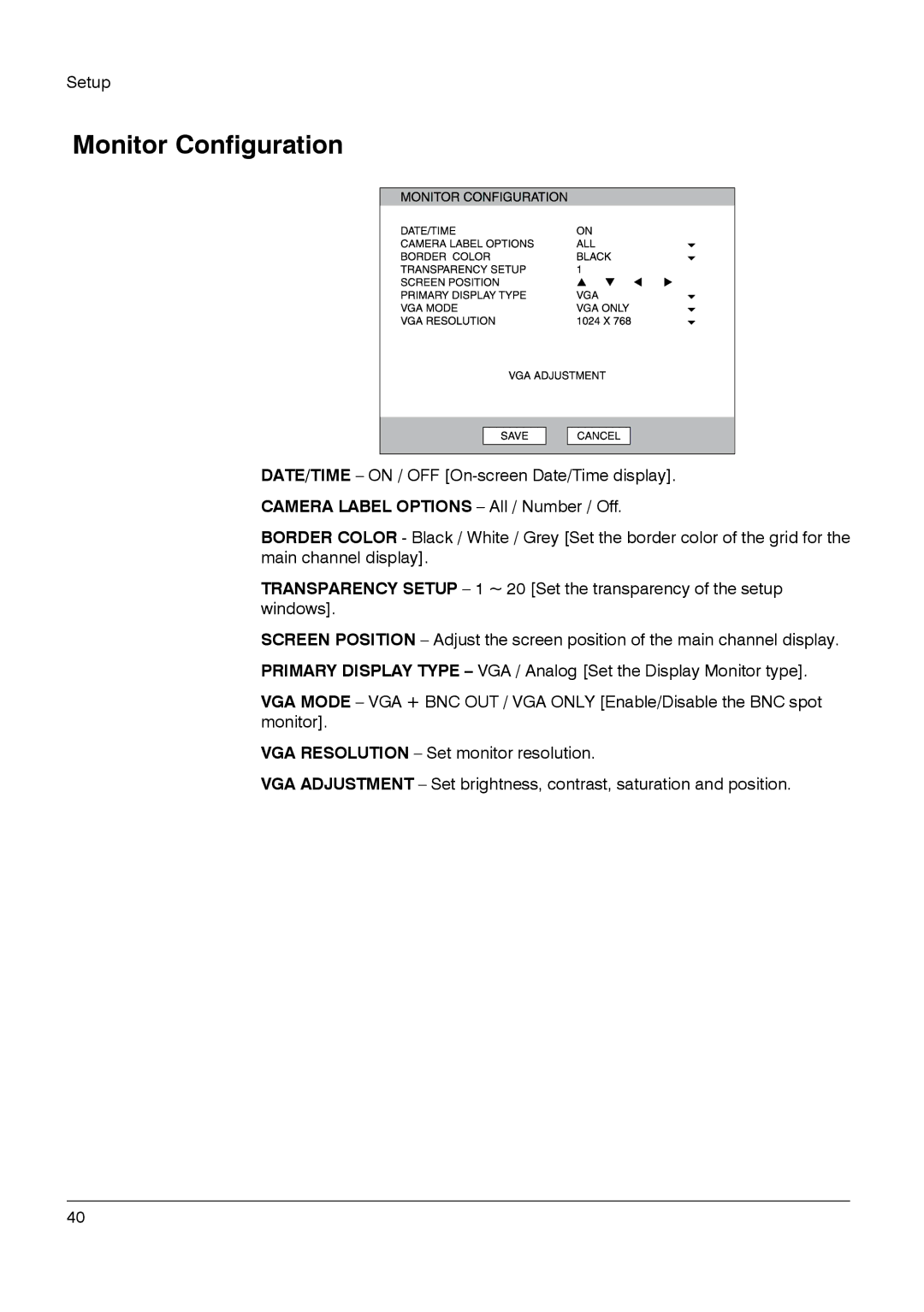 Honeywell HRDPX manual Monitor Configuration 