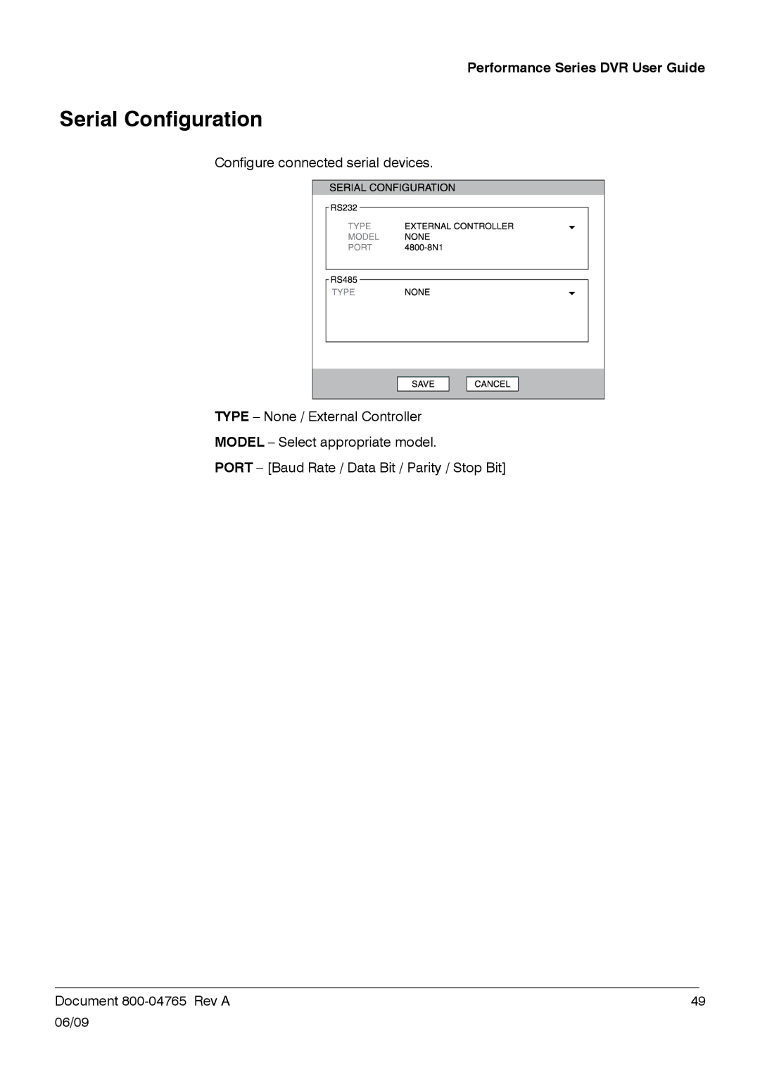 Honeywell HRDPX manual Serial Configuration 