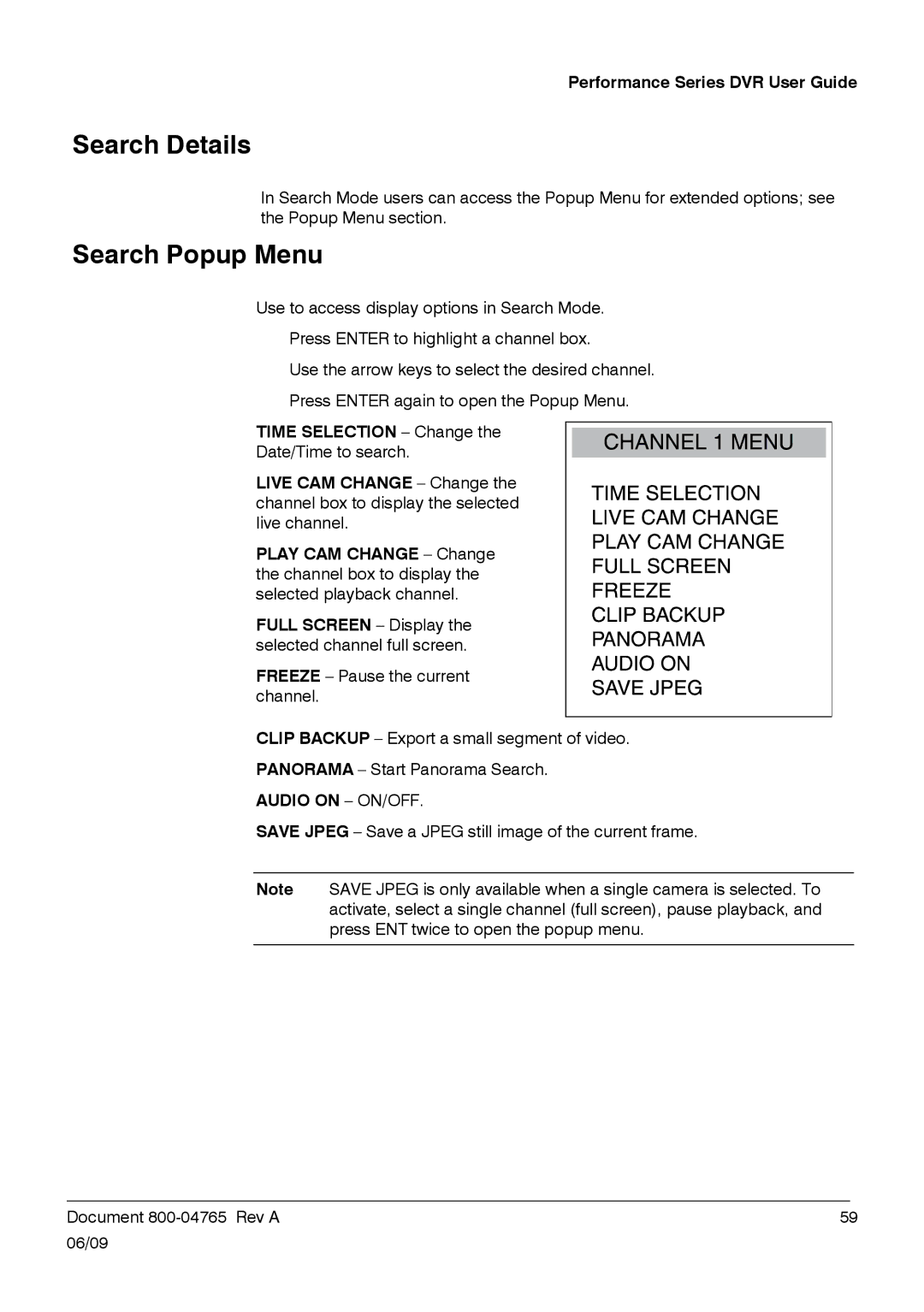 Honeywell HRDPX manual Search Details, Search Popup Menu 