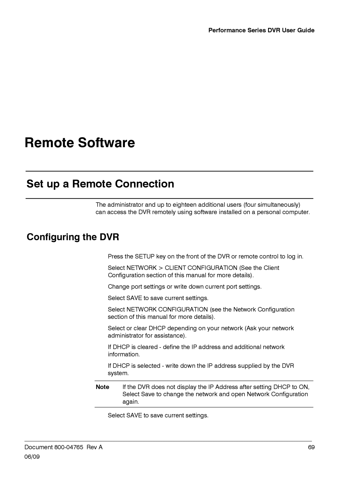 Honeywell HRDPX manual Set up a Remote Connection, Configuring the DVR 