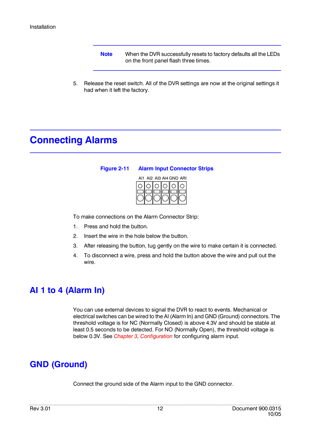 Honeywell HRHD 410 manual Connecting Alarms, AI 1 to 4 Alarm, GND Ground 