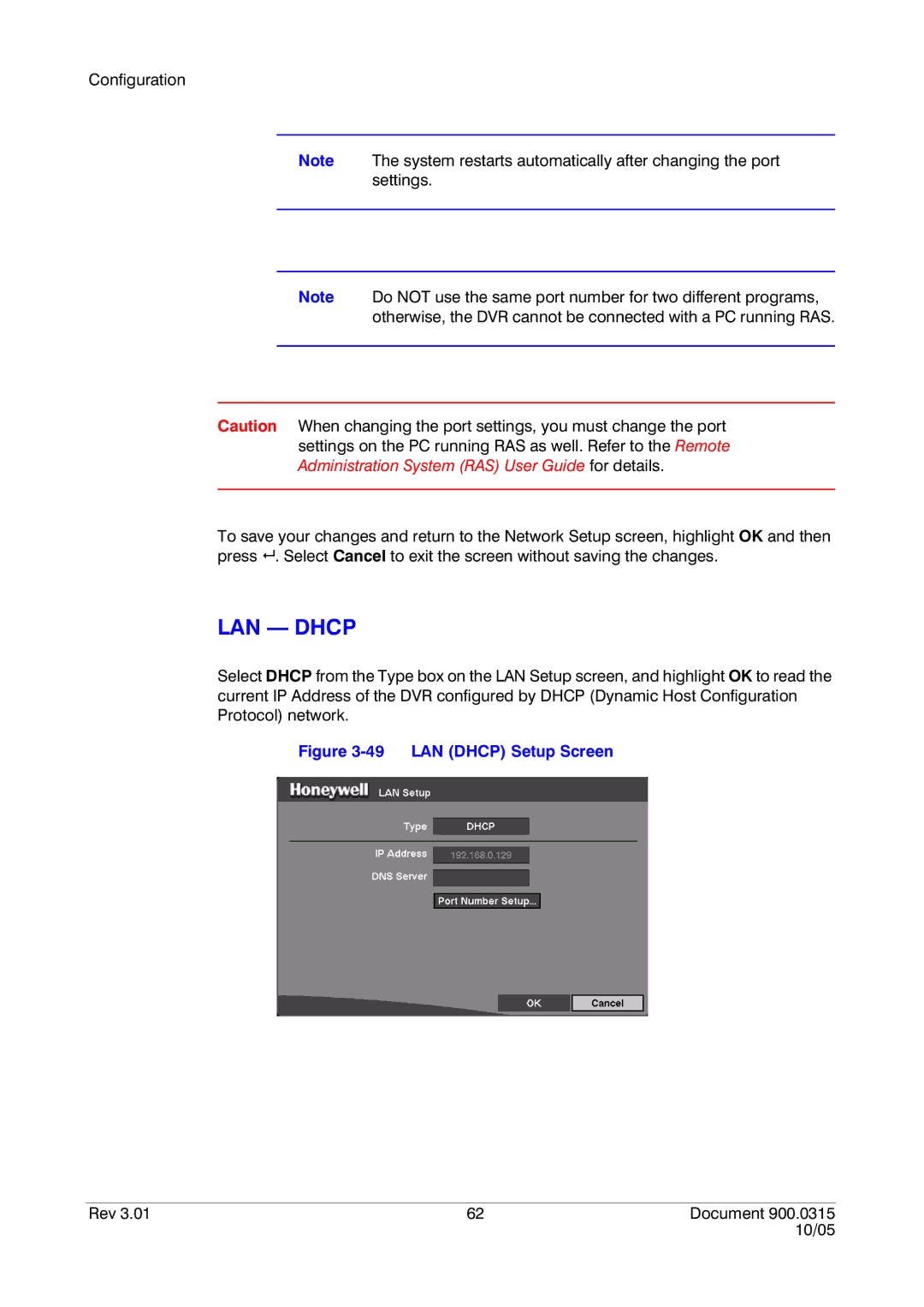 Honeywell HRHD 410 manual LAN Dhcp 