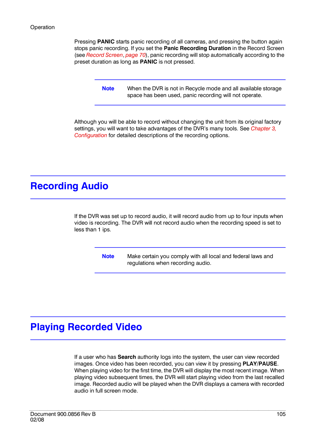 Honeywell HRXD16, HRXD9 manual Recording Audio, Playing Recorded Video 