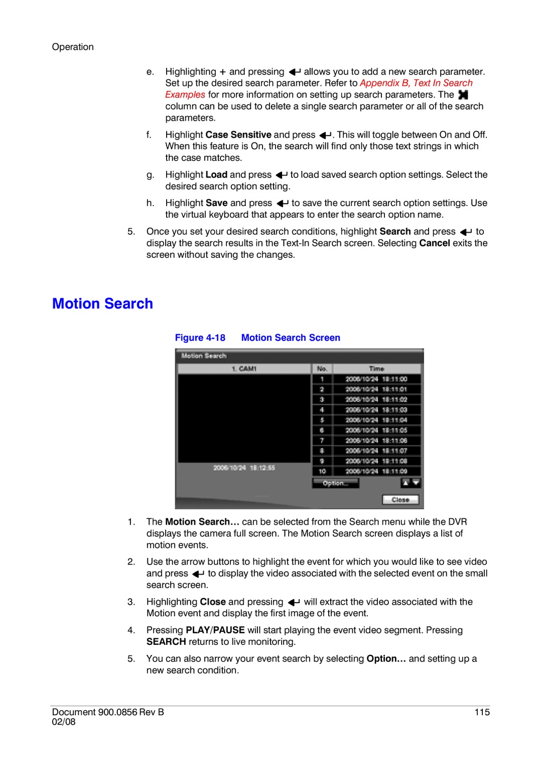 Honeywell HRXD16, HRXD9 manual Motion Search Screen 