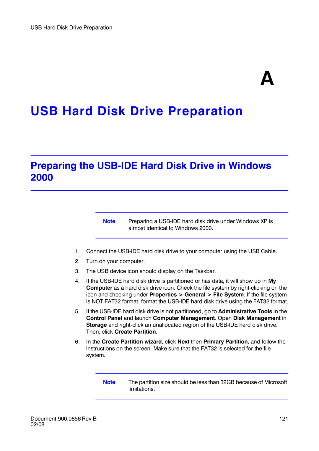 Honeywell HRXD16, HRXD9 manual USB Hard Disk Drive Preparation, Preparing the USB-IDE Hard Disk Drive in Windows 