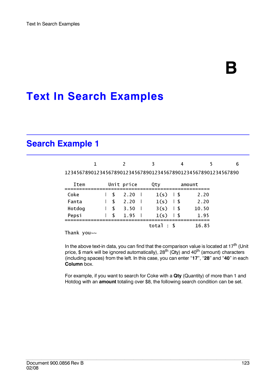 Honeywell HRXD16, HRXD9 manual Text In Search Examples 