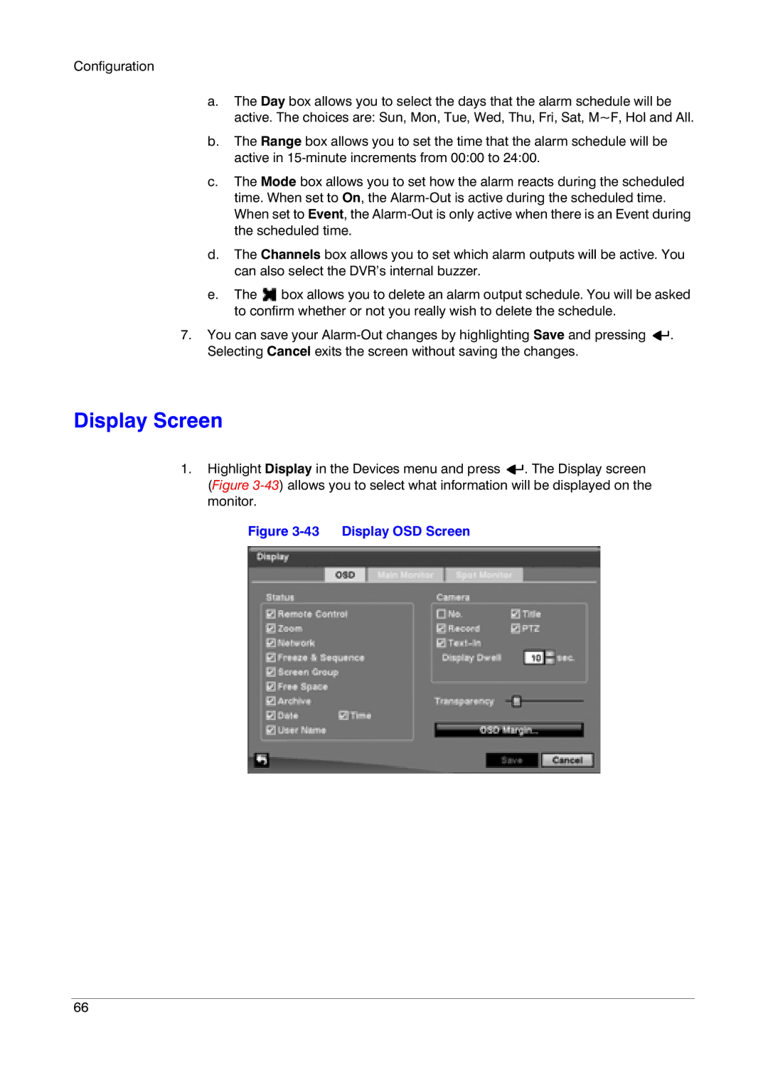 Honeywell HRXD9, HRXD16 manual Display Screen, Display OSD Screen 