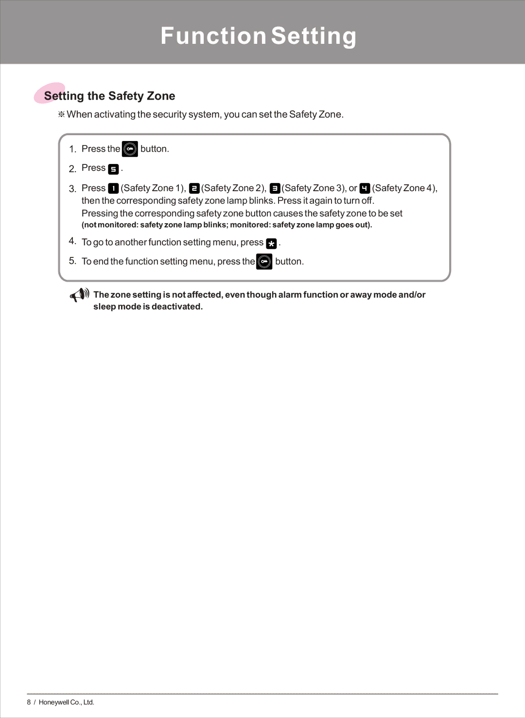 Honeywell HS-6270 user manual Setting the Safety Zone 