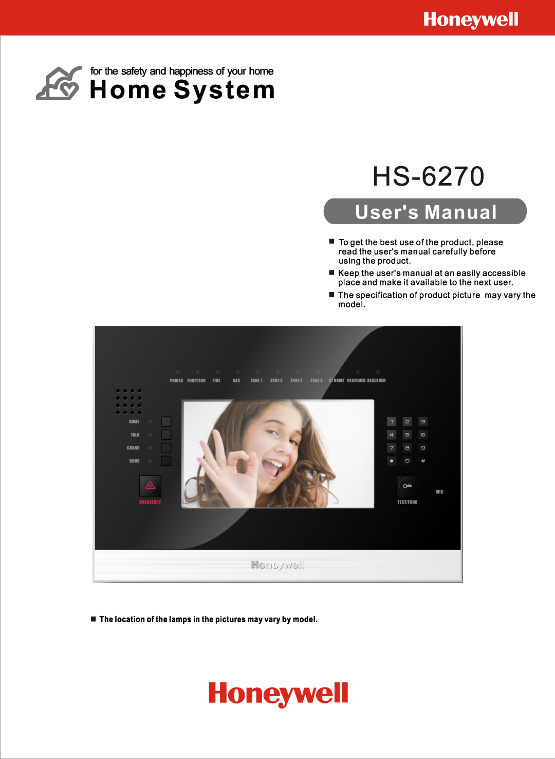 Honeywell HS-6270 user manual Home System, for the safety and happiness of your home 