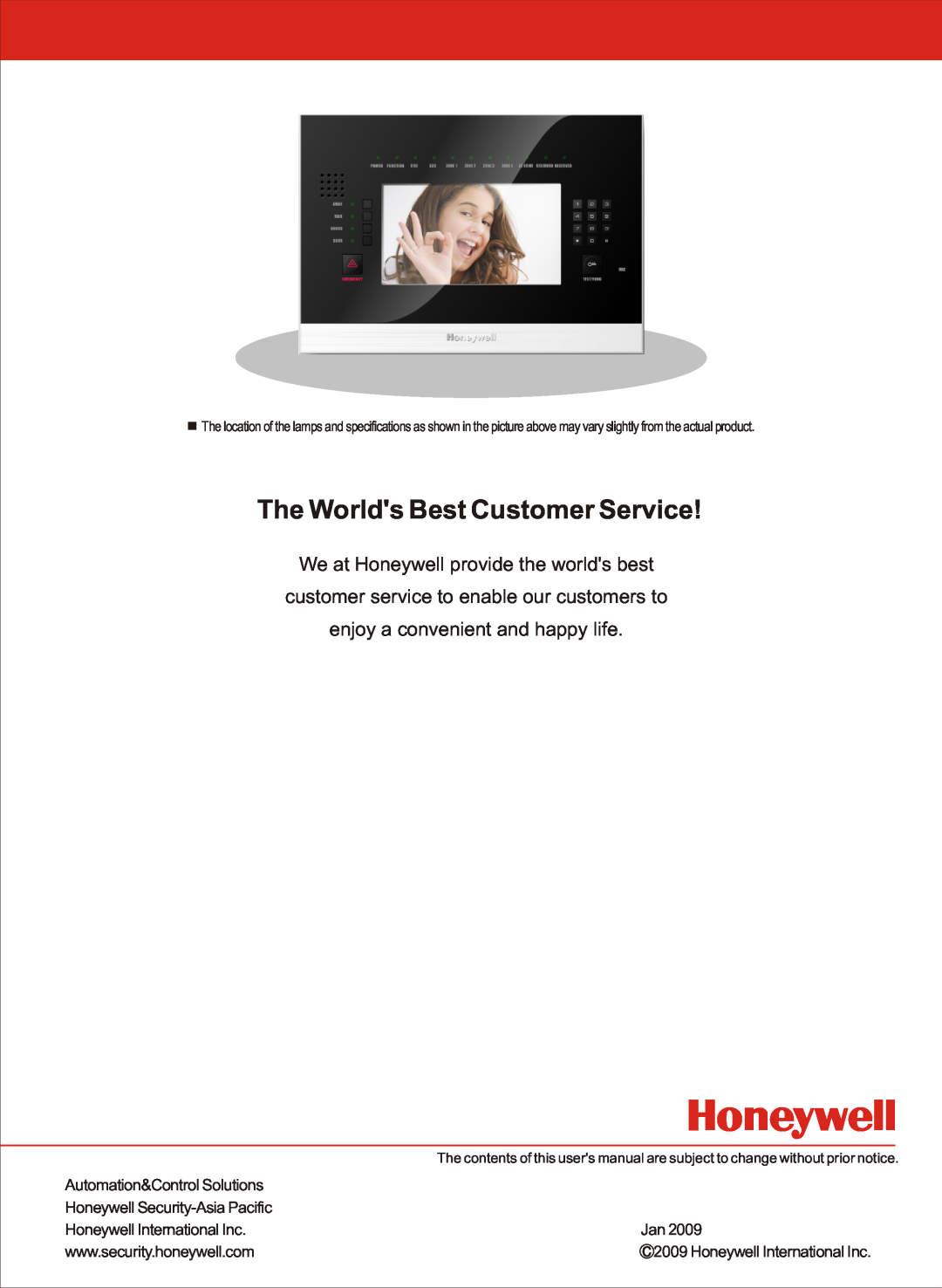 Honeywell HS-6270 The Worlds Best Customer Service, Automation&Control Solutions, Honeywell Security-AsiaPacific 
