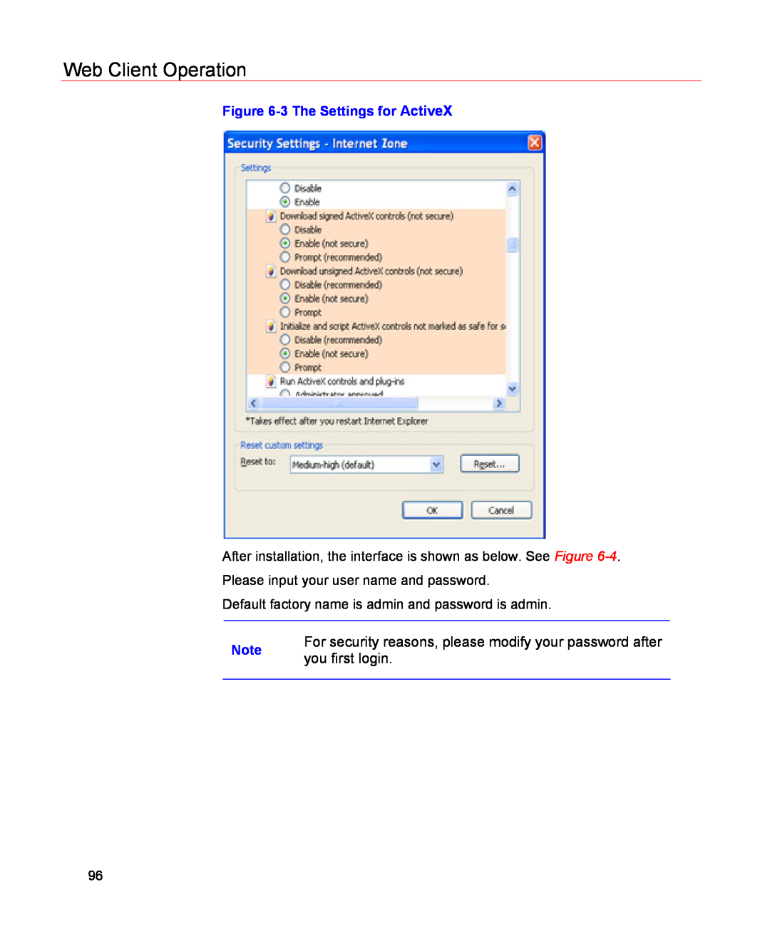 Honeywell HSVR-04, HSVR-16 Web Client Operation, For security reasons, please modify your password after, you first login 