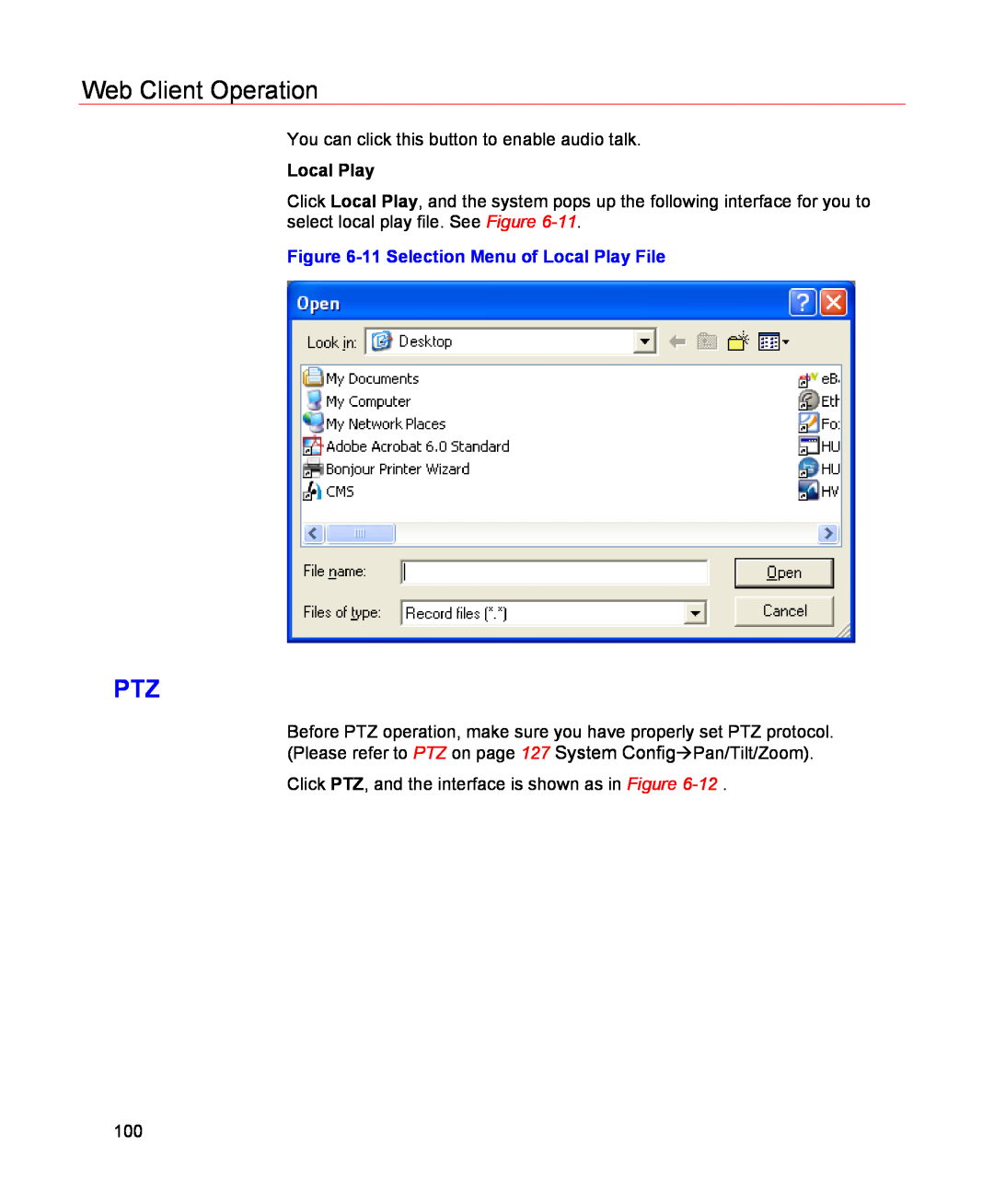 Honeywell HSVR-04, HSVR-16 user manual Web Client Operation, 11 Selection Menu of Local Play File 