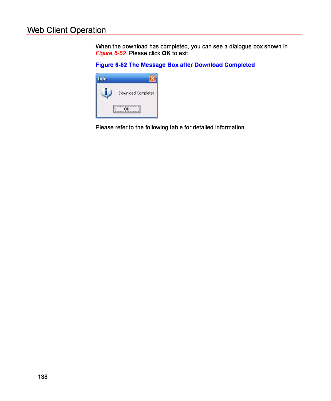 Honeywell HSVR-04, HSVR-16 user manual Web Client Operation, 52 The Message Box after Download Completed 