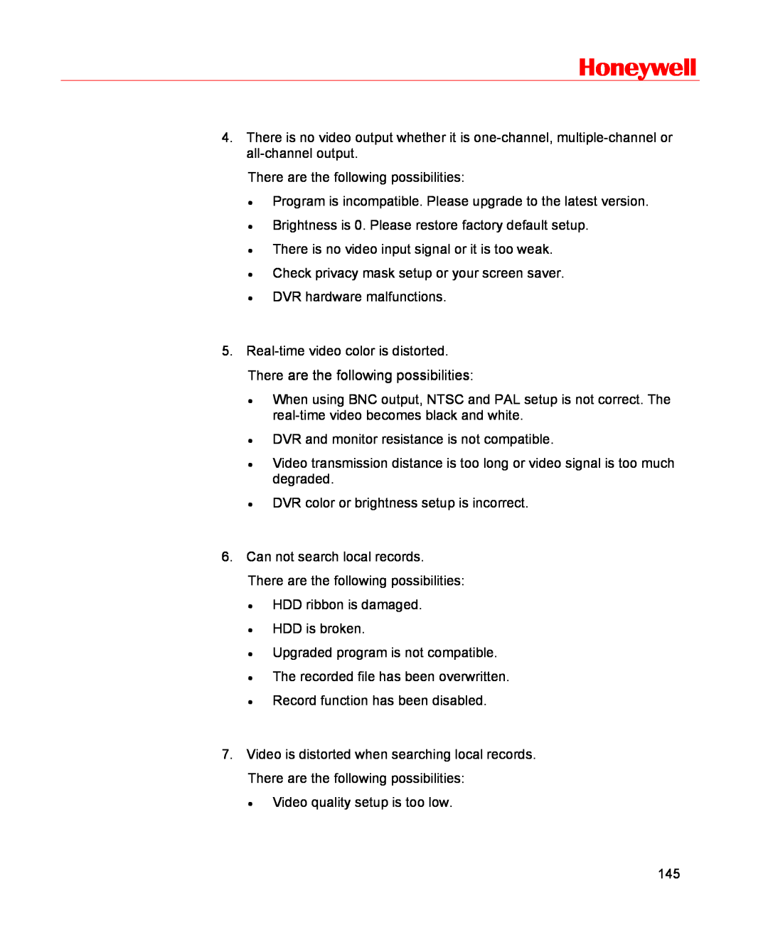 Honeywell HSVR-16, HSVR-04 user manual Honeywell, There are the following possibilities 