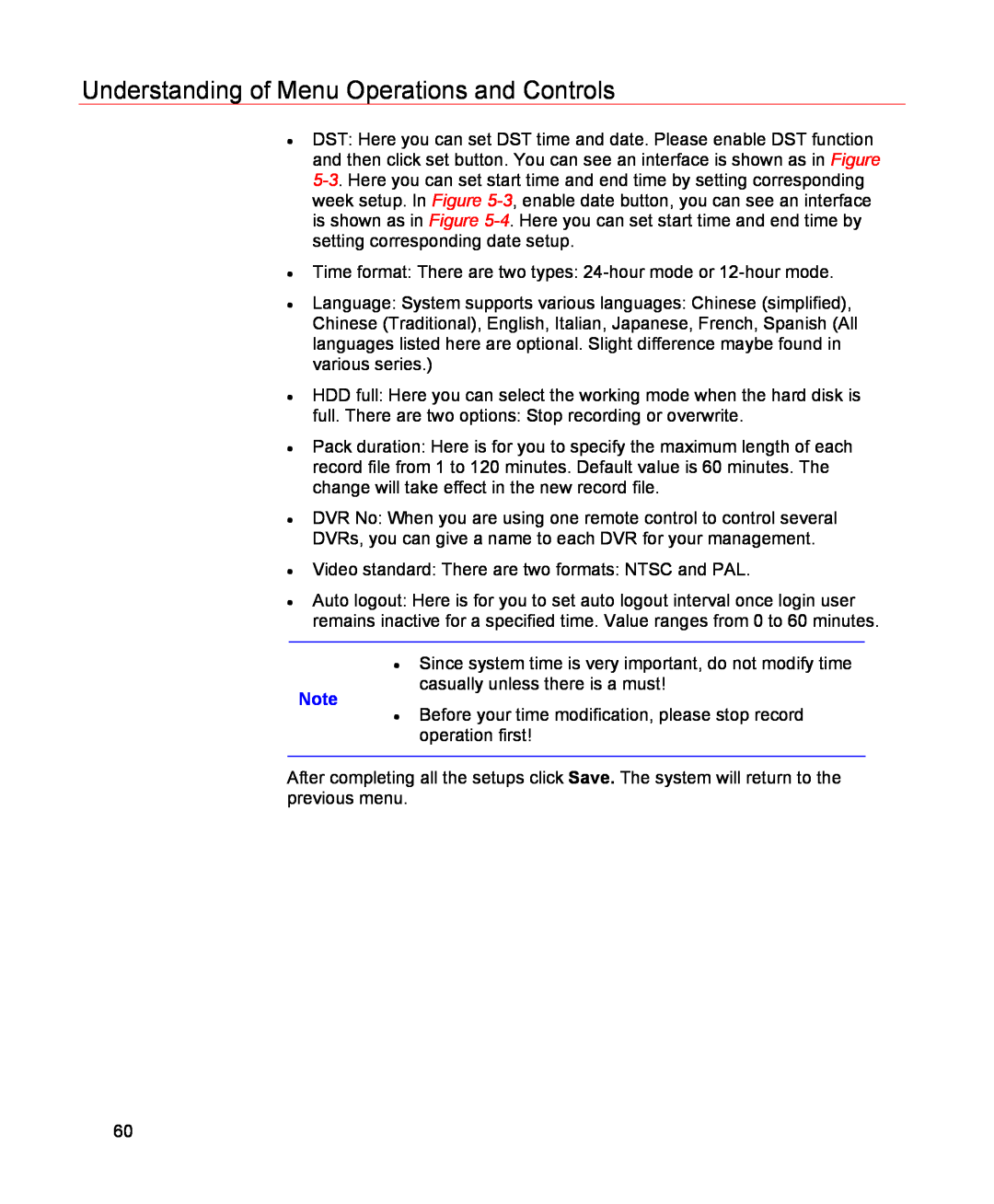 Honeywell HSVR-04, HSVR-16 user manual Understanding of Menu Operations and Controls 