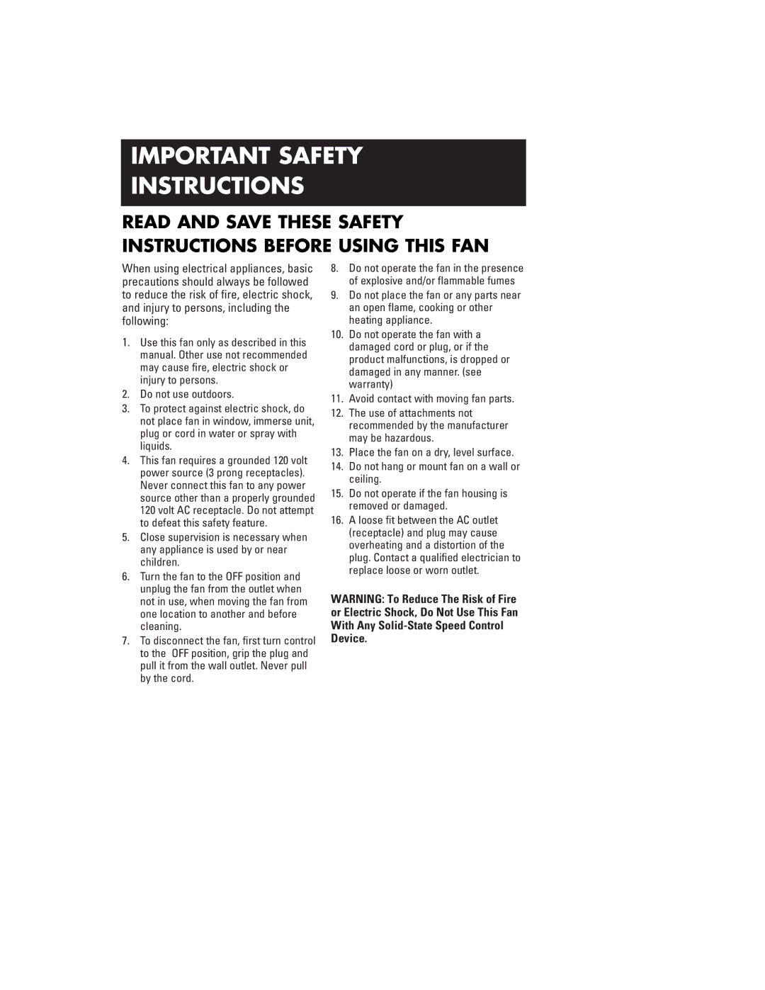 Honeywell HV140, HV180 owner manual Important Safety Instructions 