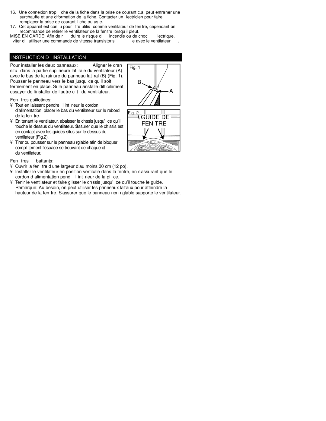 Honeywell HW-400C Series, HW-500C Series, HW-500 Series, HW-400 Series owner manual Fenêtre, Instruction D’INSTALLATION 