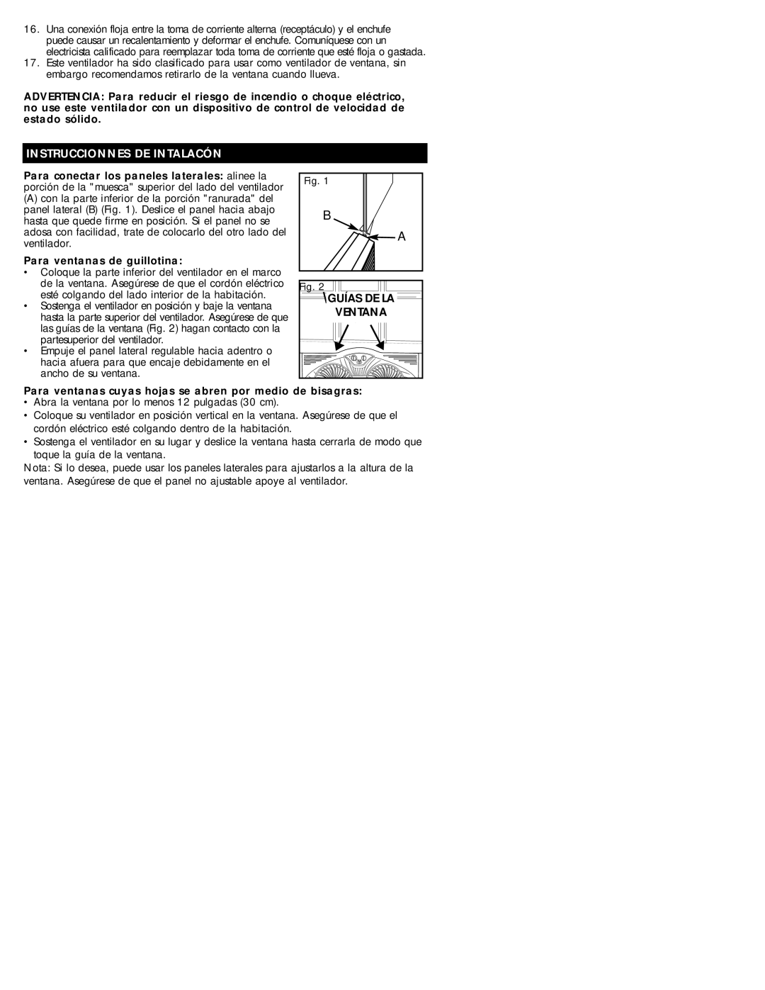 Honeywell HW-500 Series, HW-500C Series, HW-400C Series owner manual Instruccionnes DE Intalacón, Para ventanas de guillotina 