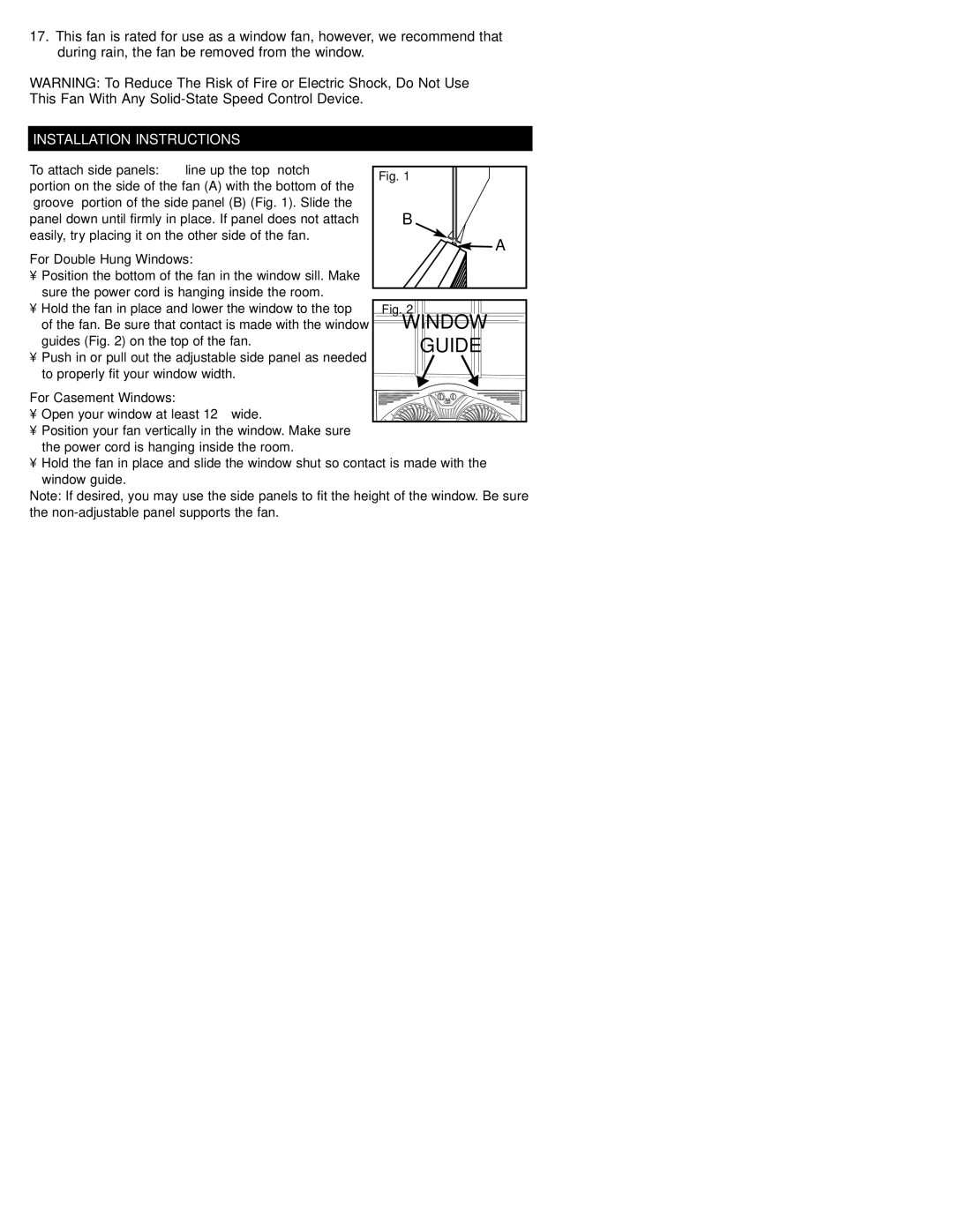 Honeywell HW-400 Series, HW-500C Series owner manual Installation Instructions, To attach side panels line up the top notch 