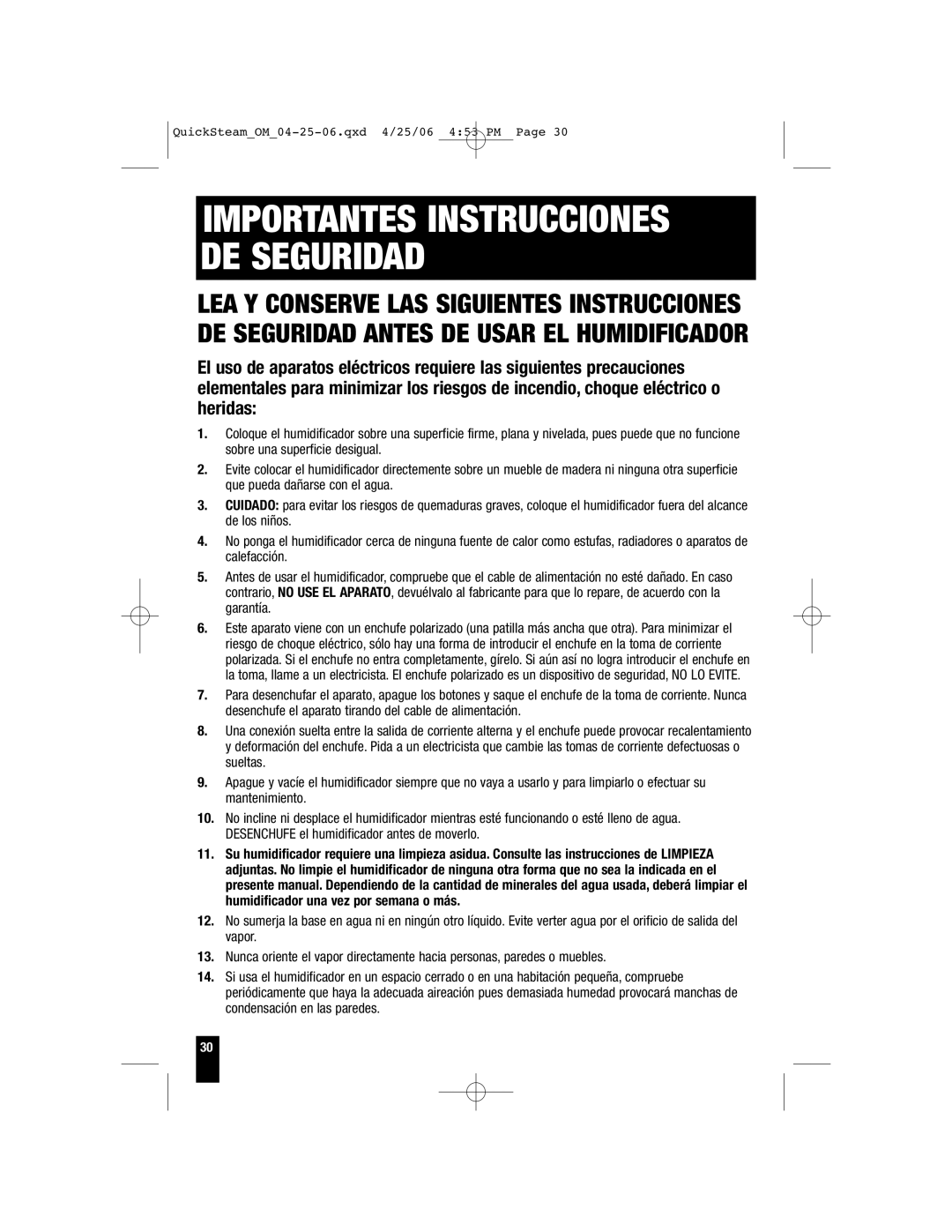 Honeywell HWM-330, HWM-450, HWM-335, HWM-331 owner manual Importantes Instrucciones DE Seguridad 