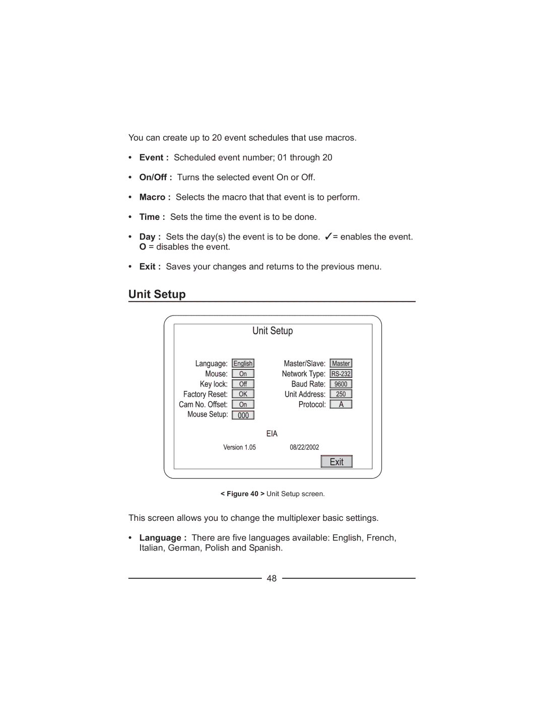 Honeywell HXMT9 / HXMT9X installation manual Unit Setup screen 