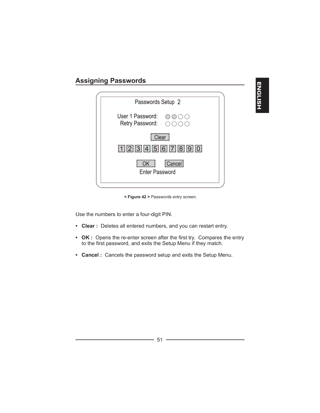 Honeywell HXMT9 / HXMT9X installation manual Assigning Passwords, Passwords entry screen 