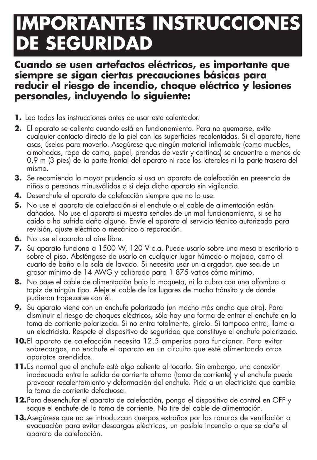 Honeywell HZ-316C, HZ-315C owner manual Importantes Instrucciones DE Seguridad 