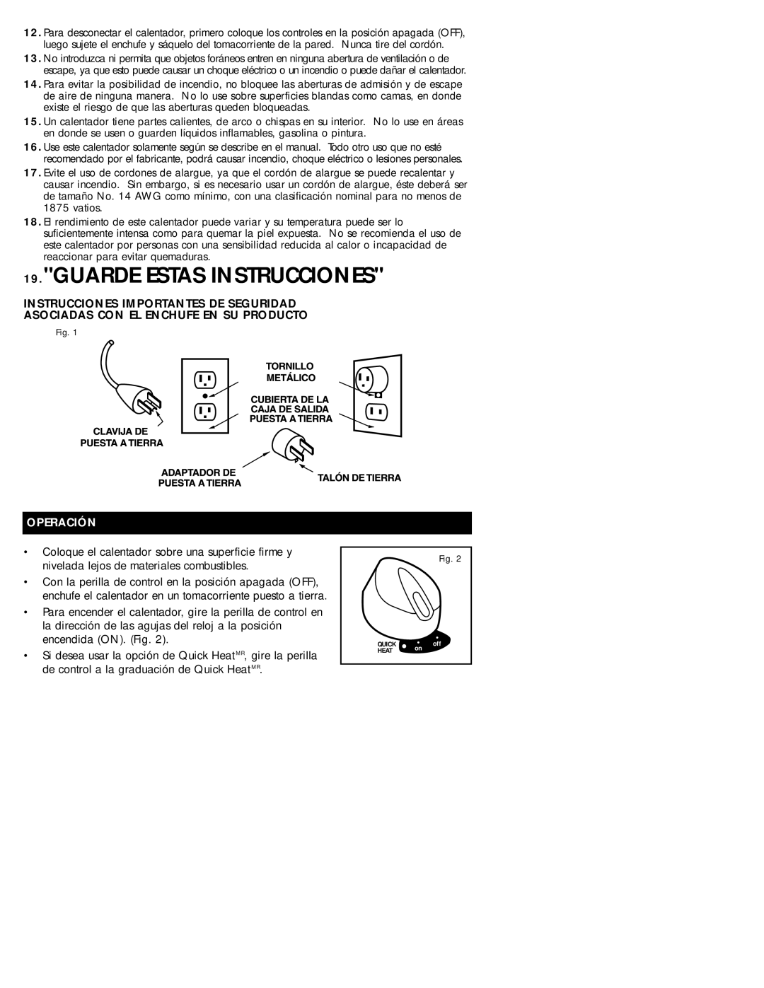 Honeywell HZ-614C, HZ-615C owner manual Guarde Estas Instrucciones, Operación 