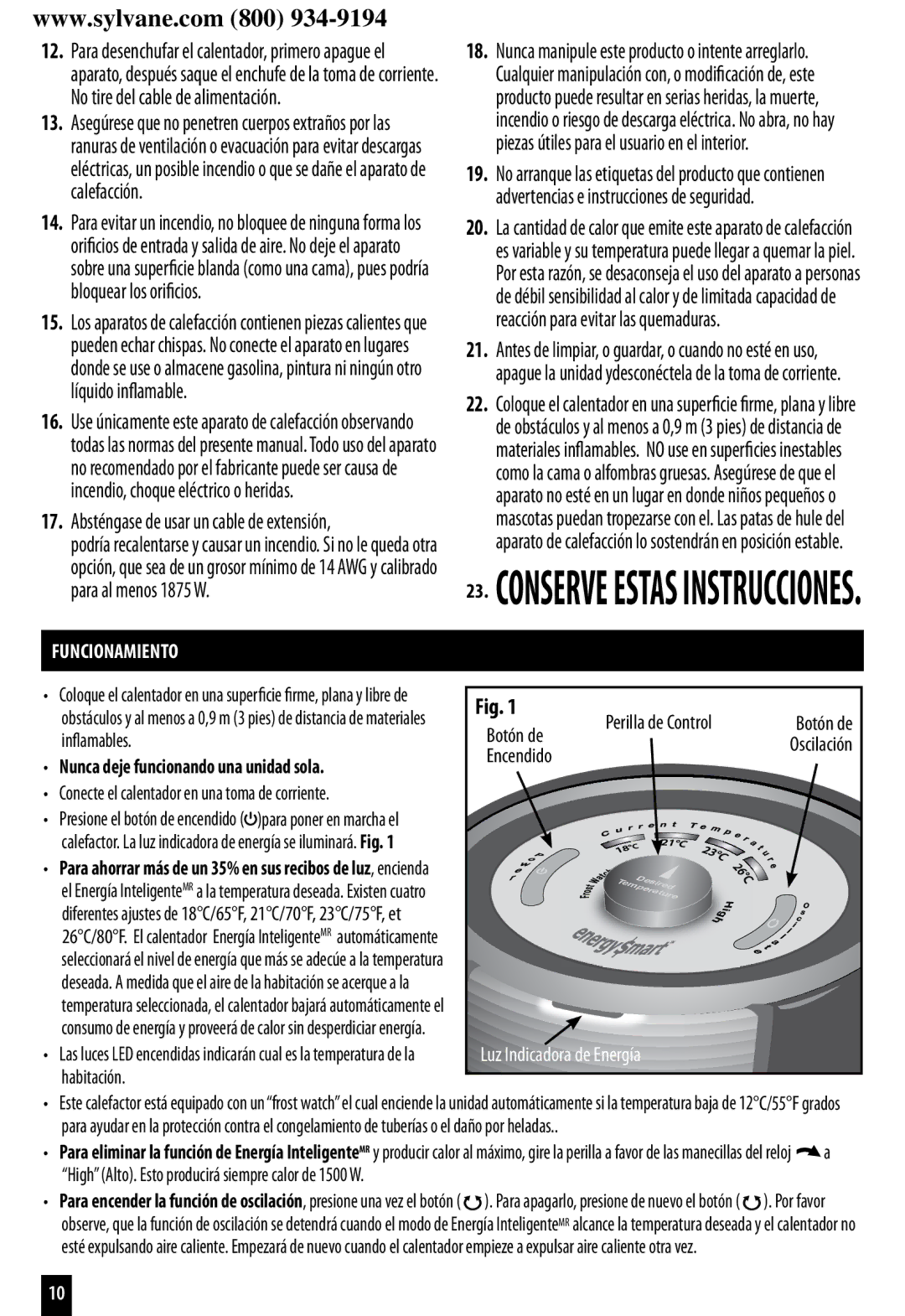 Honeywell HZ-8000 Funcionamiento, Nunca deje funcionando una unidad sola, Absténgase de usar un cable de extensión 