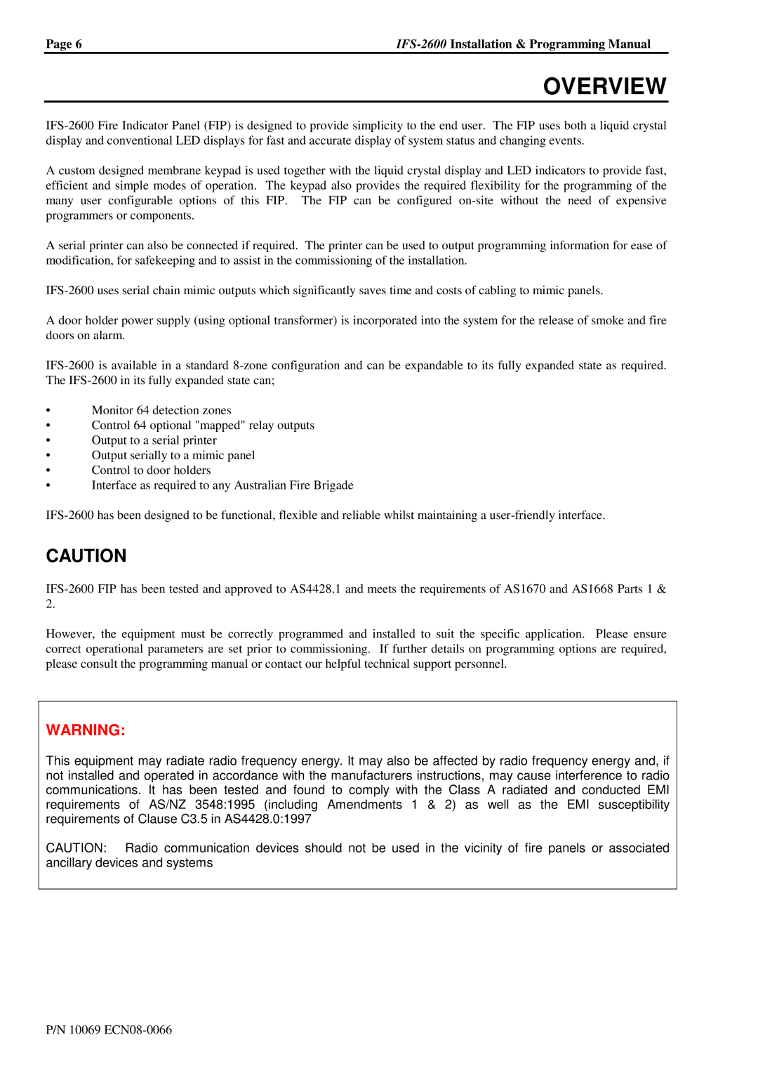 Honeywell IFS-2600 installation manual Overview 