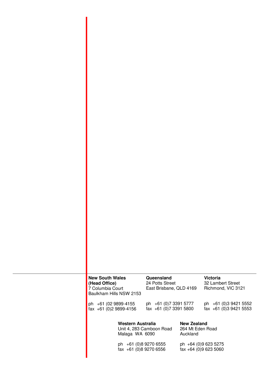 Honeywell IFS-2600 installation manual New South Wales Queensland Victoria Head Office 