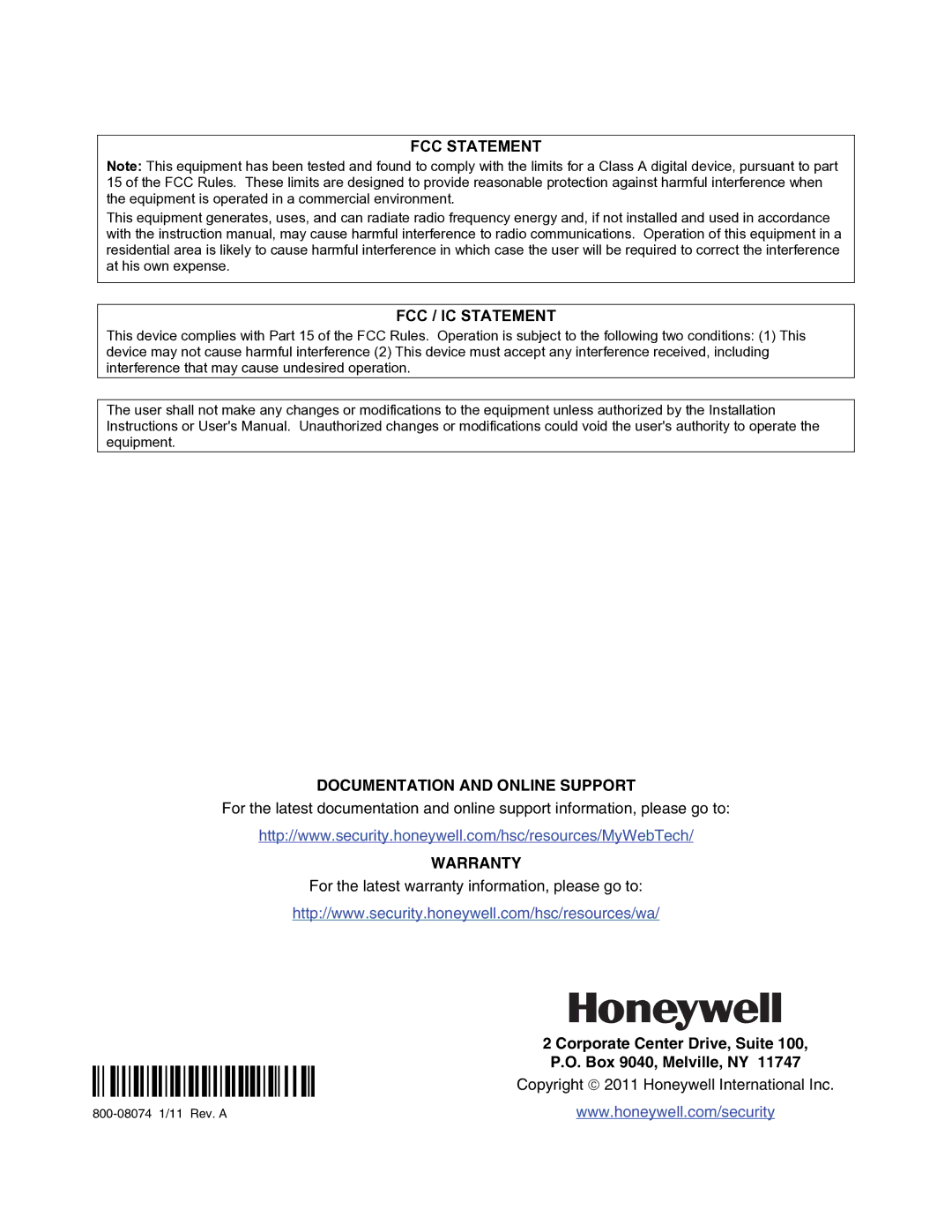 Honeywell IPGSM-DP manual Ê800-08074AŠ 