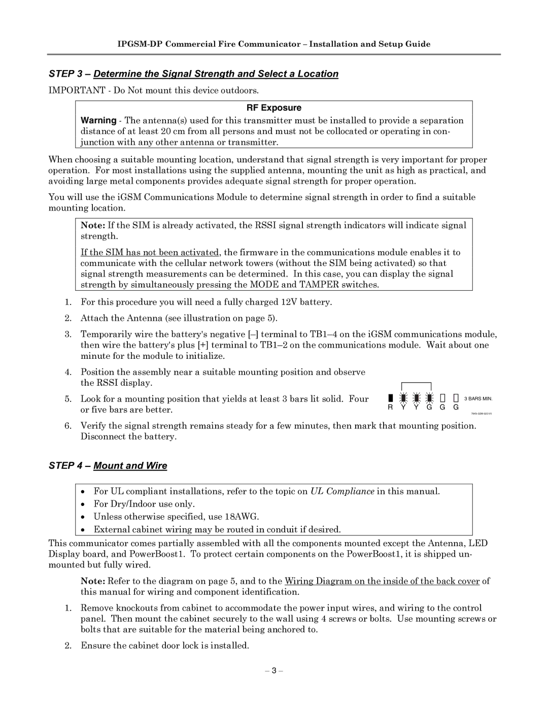 Honeywell IPGSM-DP manual Determine the Signal Strength and Select a Location, Mount and Wire 