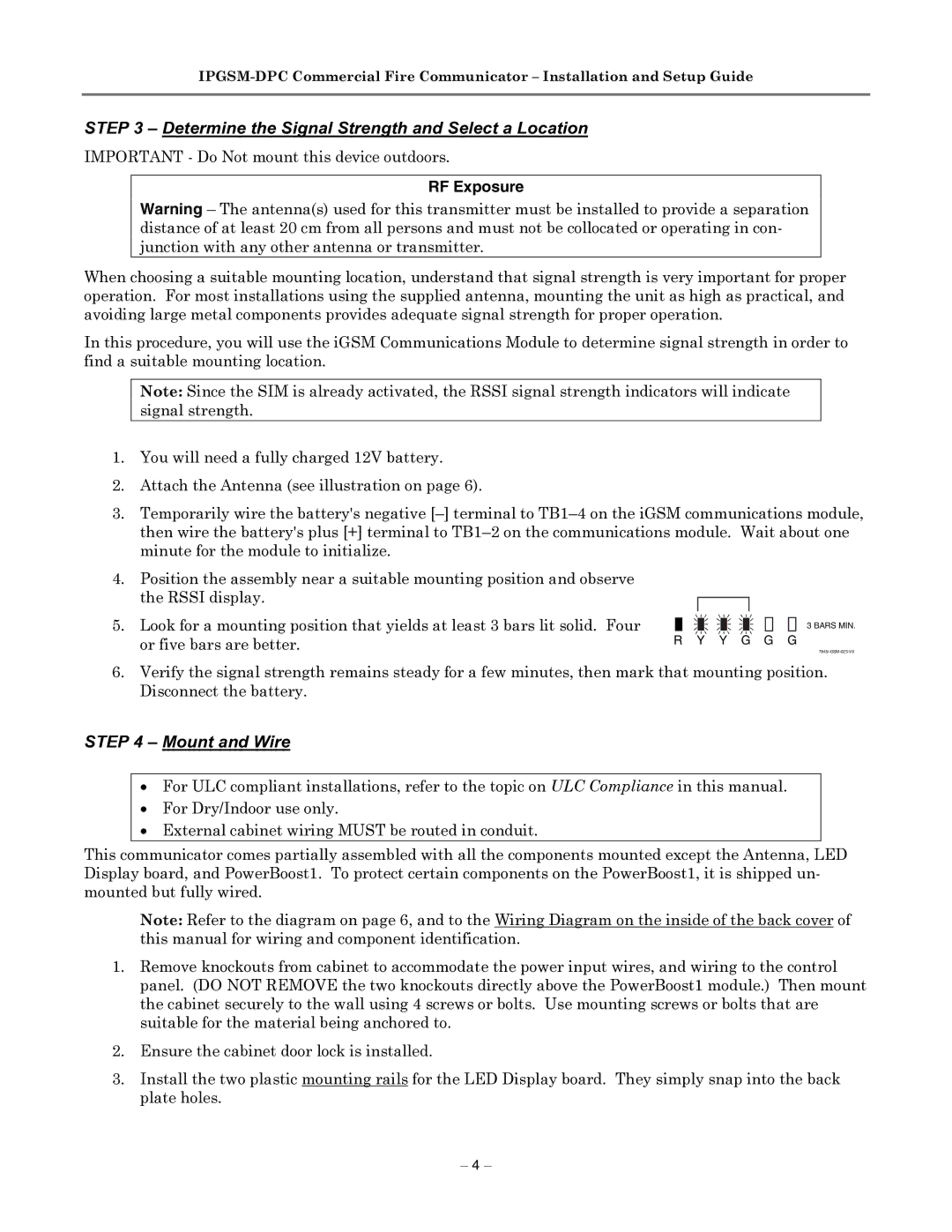 Honeywell IPGSM-DPC manual Determine the Signal Strength and Select a Location, Mount and Wire 