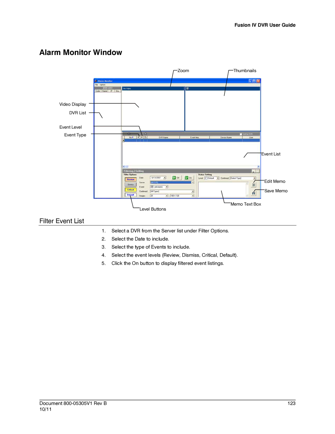 Honeywell IV REV B user manual Alarm Monitor Window, Filter Event List 