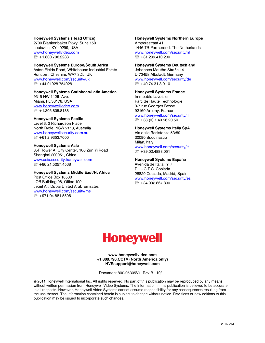 Honeywell IV REV B user manual Honeywell Systems Caribbean/Latin America, Honeywell Systems Pacific, Honeywell Systems Asia 