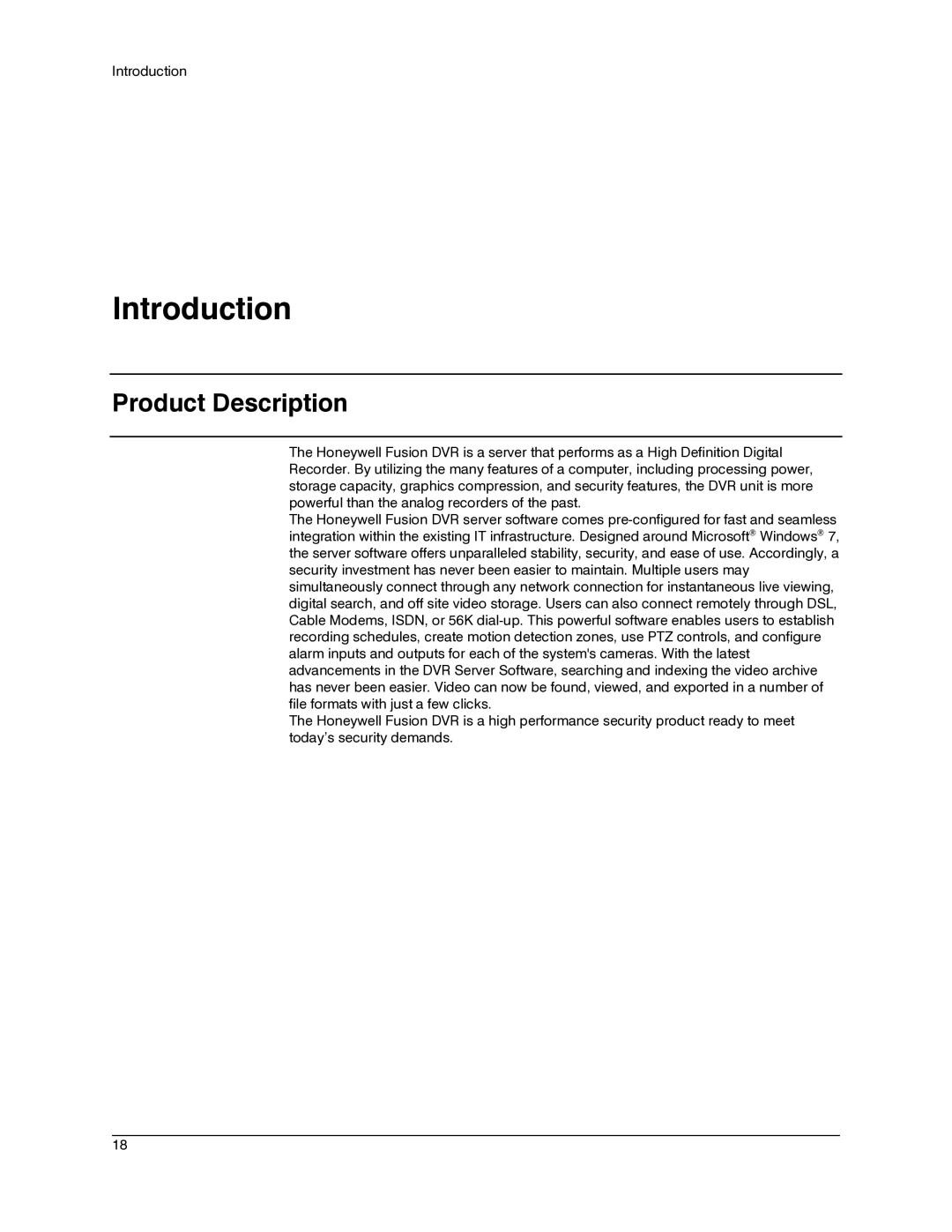 Honeywell IV REV B user manual Introduction, Product Description 