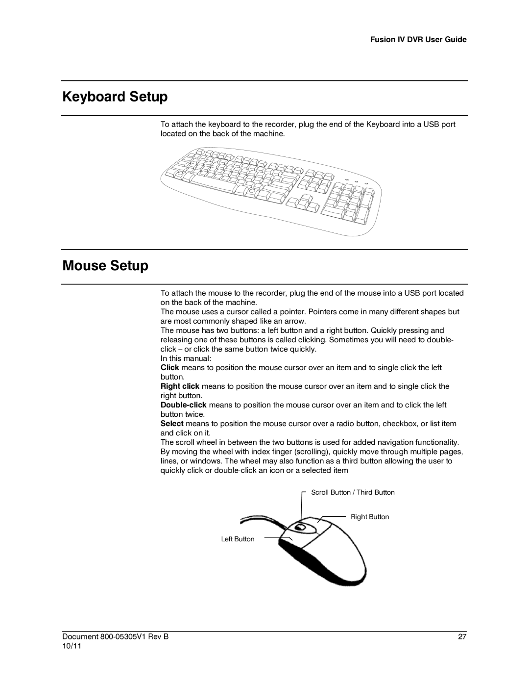 Honeywell IV REV B user manual Keyboard Setup, Mouse Setup 