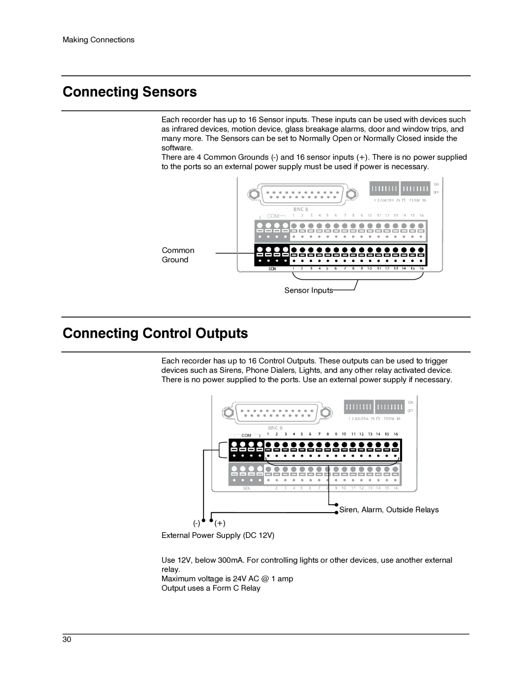 Honeywell IV REV B user manual Connecting Sensors, Connecting Control Outputs 