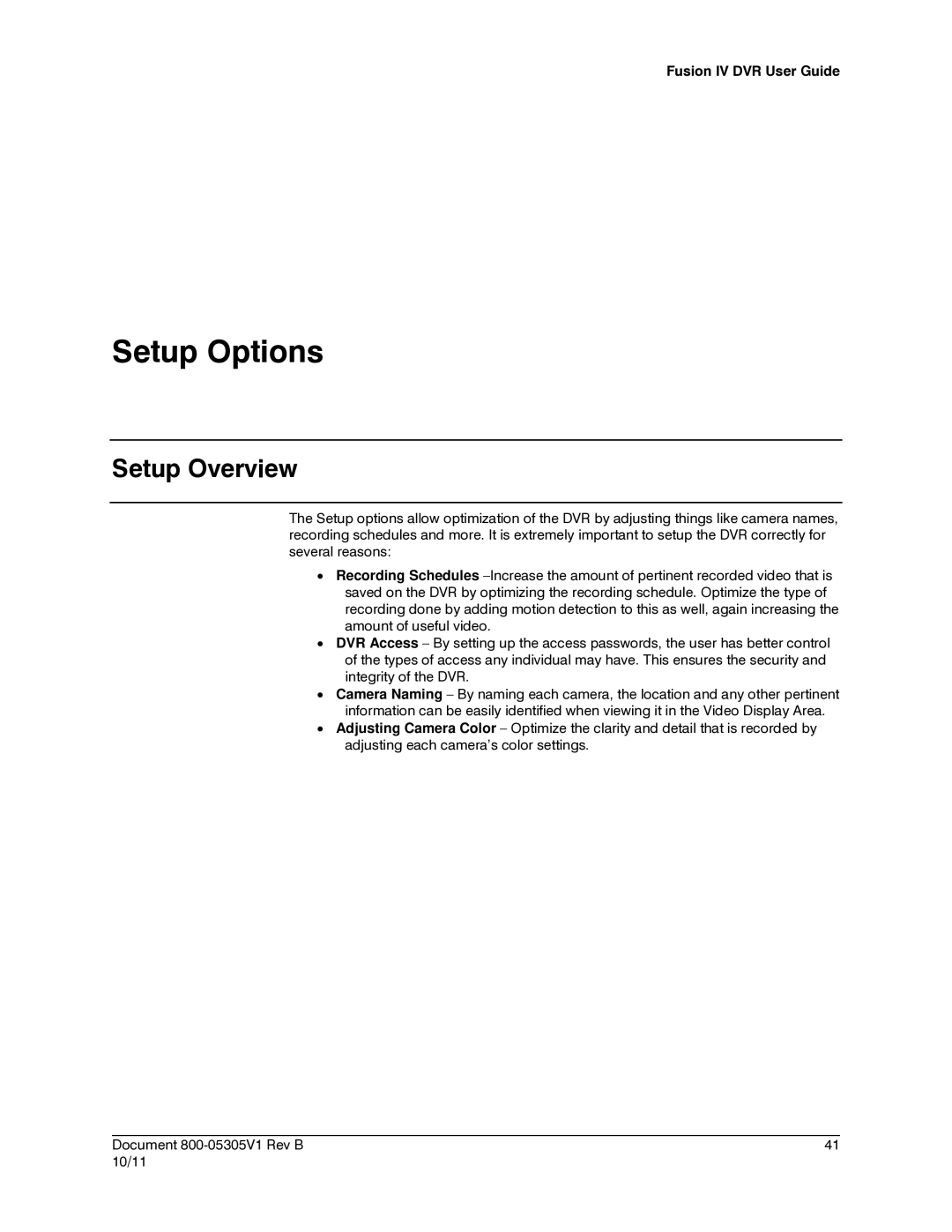 Honeywell IV REV B user manual Setup Options, Setup Overview 