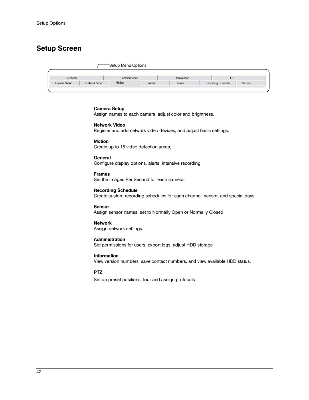 Honeywell IV REV B user manual Setup Screen 